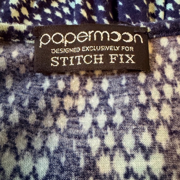 Papermoon for Stitch Fix Navy and Cream Geometric Patterned Maxi Dress Large - Picture 7 of 8